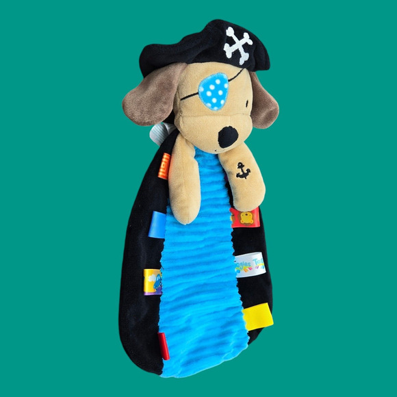 Taggies Pirate Puppy Dog Security Lovey Plush Baby Toy Rattle Satin Tactile Tags - Picture 4 of 8
